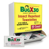 CoreTex Bug X 30: toallitas DEET al 30% en empaque de 50 para protección prolongada.