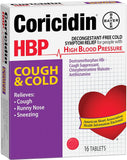 Coricidin HBP diseñado para hipertensión, evita descongestionantes