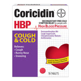 Coricidin HBP tableta para tos y resfriado, alivio temporal sin aumentar la presión