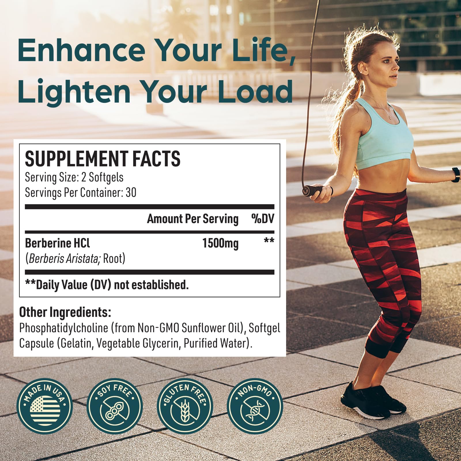 Cápsulas Corpofuerte Liposomal Berberina HCl 1500 mg con absorción potencial rápida.