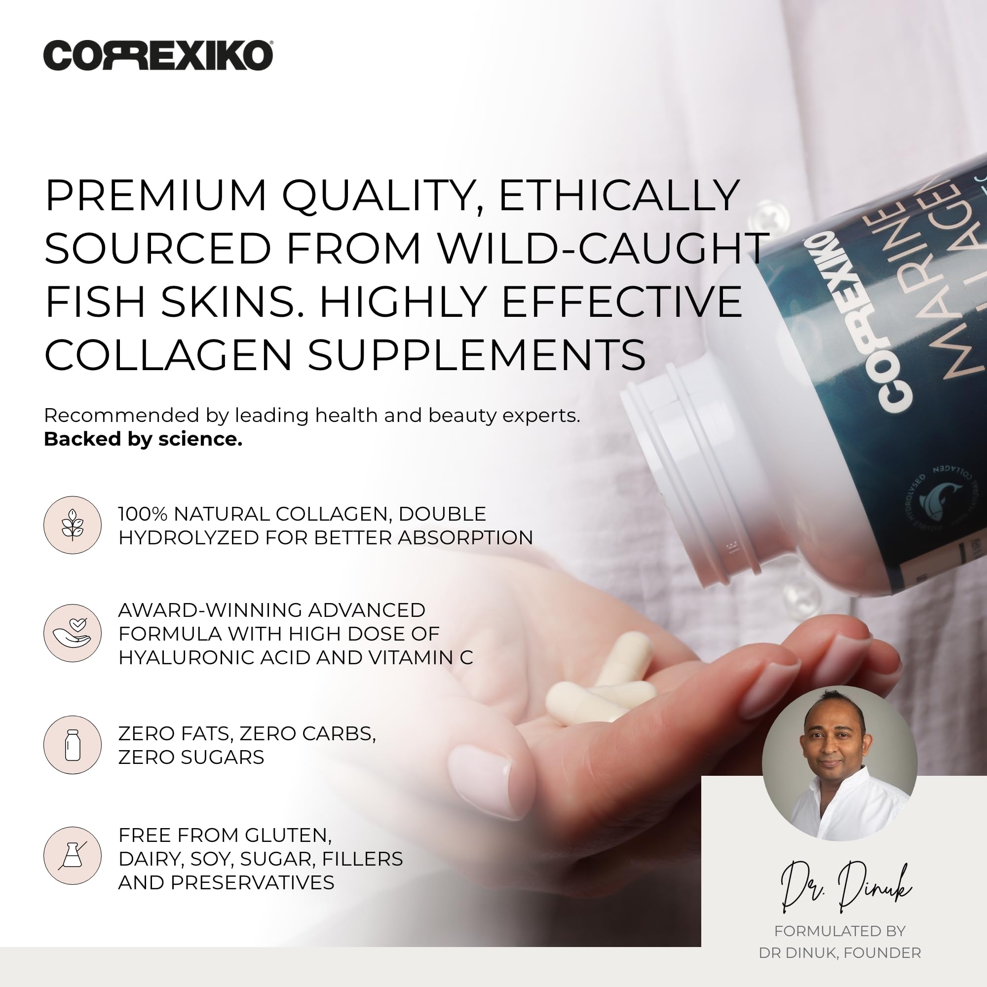 Etiqueta de 1800 mg: potencia destacada del colágeno marino.