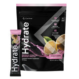 CorVive Hydrate: empaque frontal, sabor rosa limón, ideal para rehidratar durante entrenamientos.