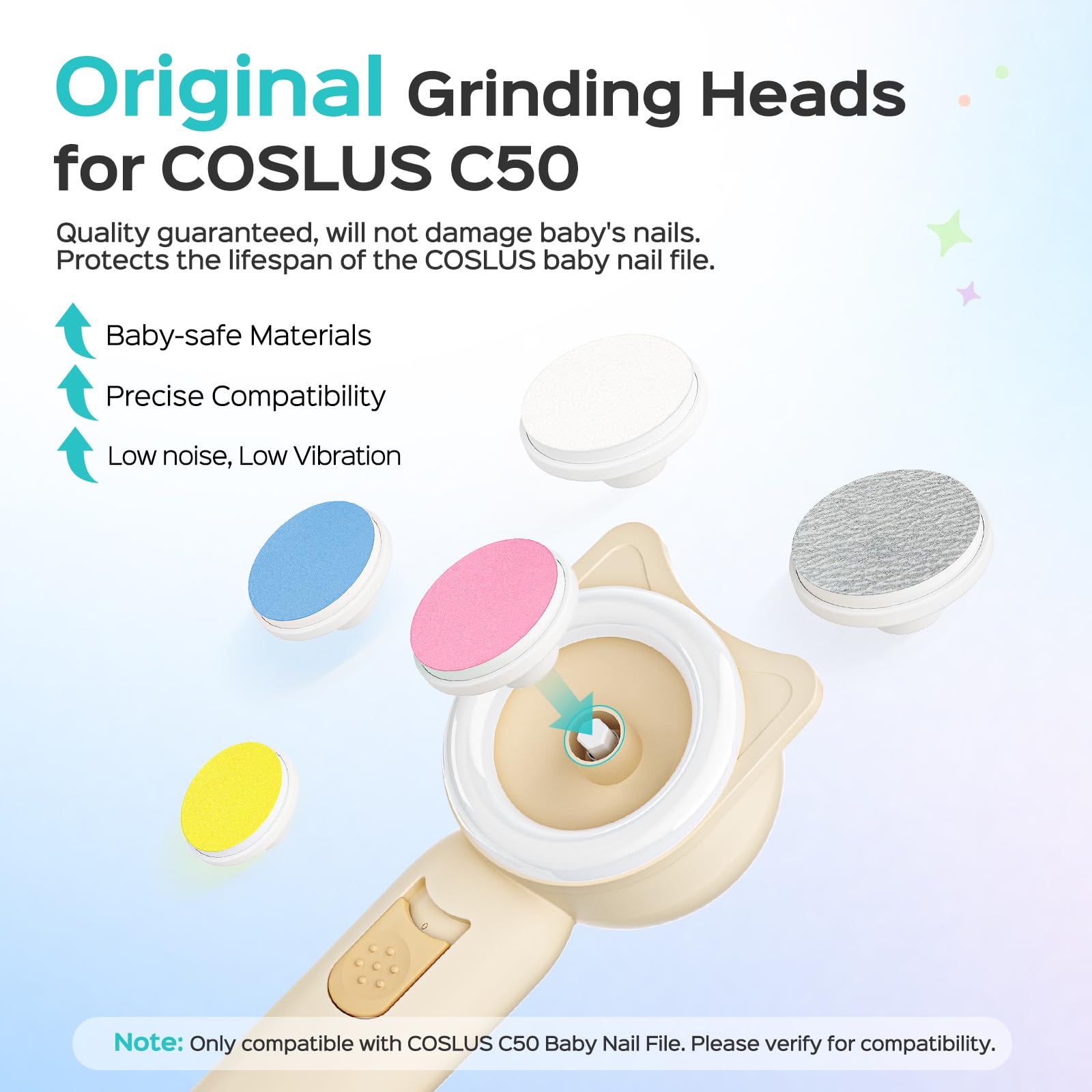 COSLUS C50 almohadillas de lustrado para uñas de bebé, suaves y seguras para cada etapa
