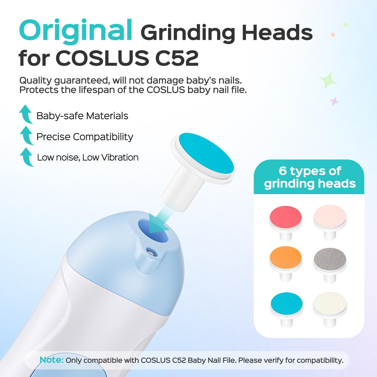 Coslus C52, almohadillas de pulido para uñas pequeñas, 8 piezas, suavizan sin irritar la piel.