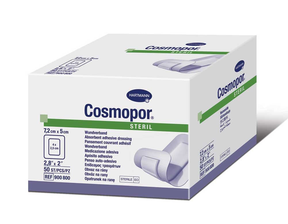 Cosmopor Steril, aposito 2.8x2, protege la herida y absorbe exudado para curacion