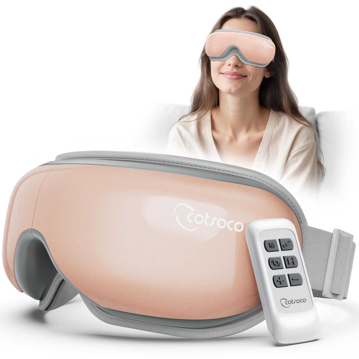 Cotsoco masaje ocular con calor y control remoto para ojos cansados.