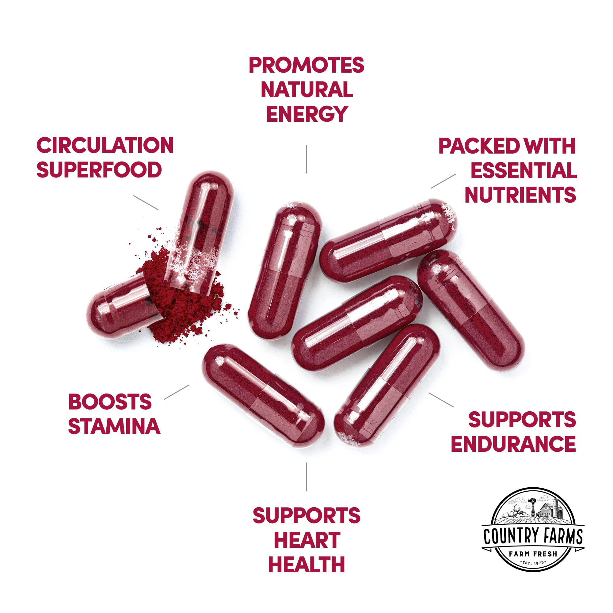 Country Farms Bountiful Beets generan oxido nitrico natural para energia diaria.