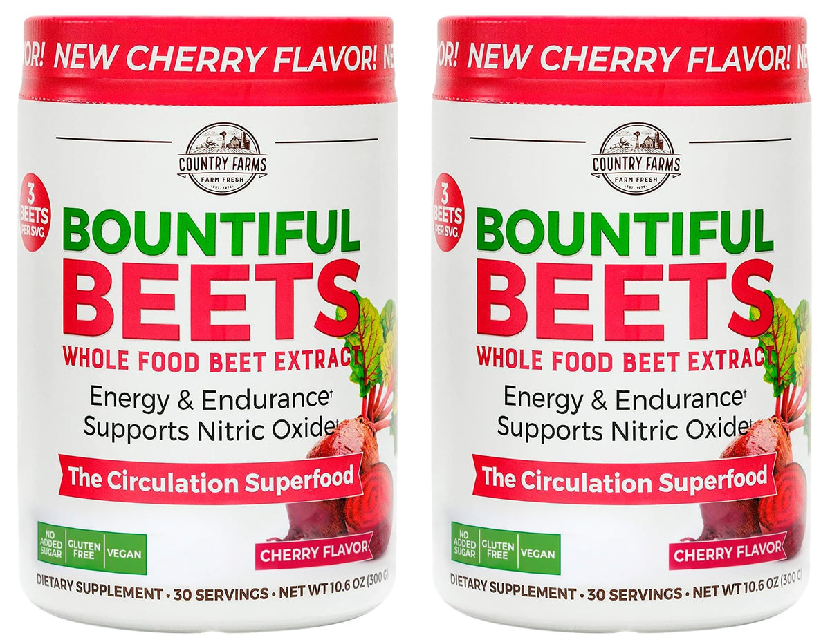 Country Farms Bountiful Beets Powder en envase, ideal para apoyar energía diaria.