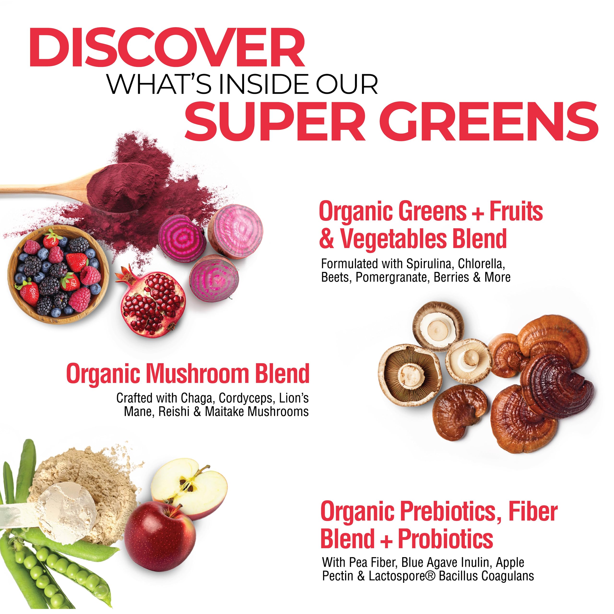 Country Farms Super Greens polvo-sabor-frambuesa-mora: fibra y probióticos para la digestión.