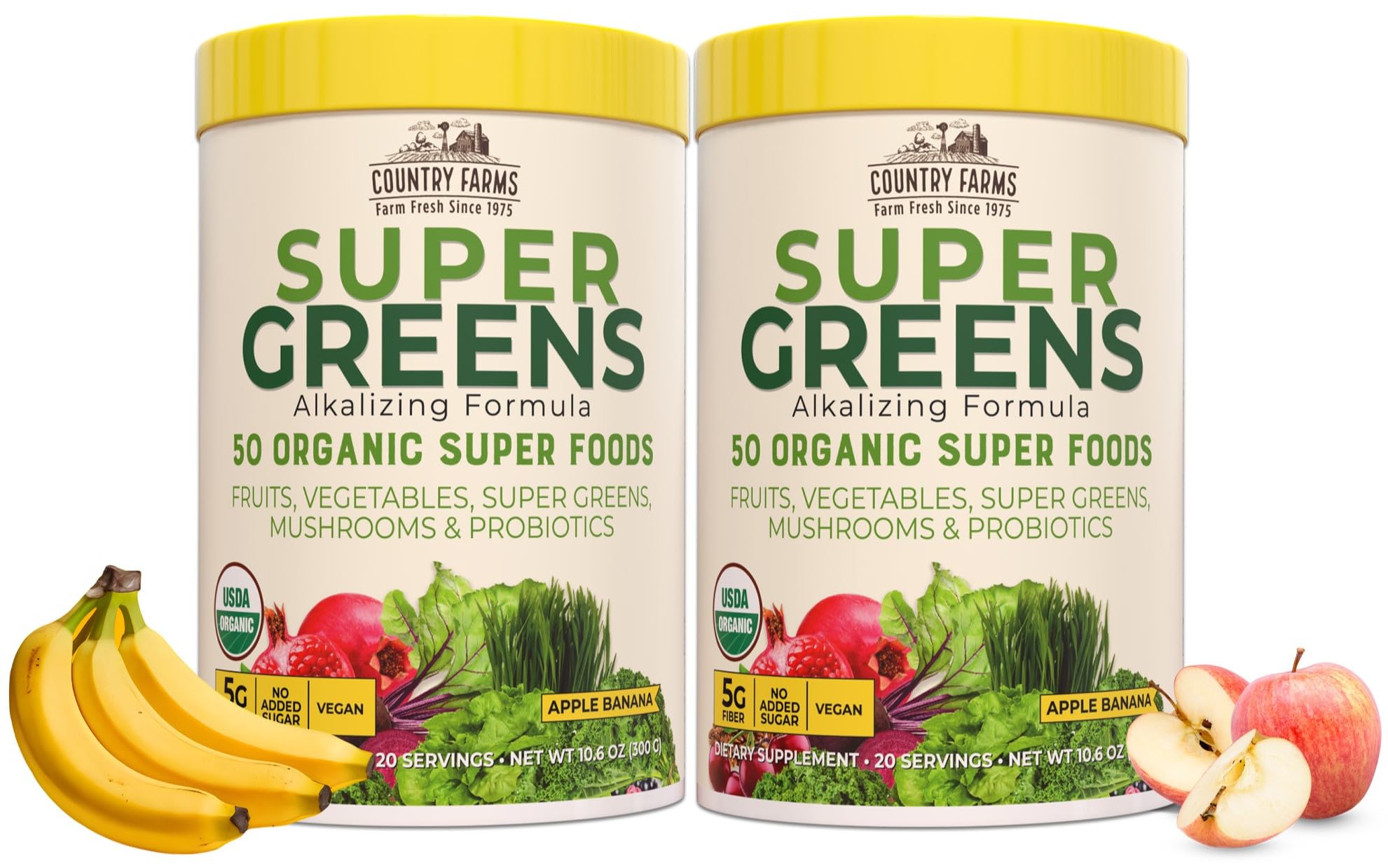 Country Farms Super Greens en vaso, batido nutritivo para empezar la mañana.