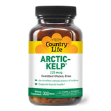 Country Life Arctic-Kelp, tabletas en botella mostrando su formato para apoyo tiroideo y energía