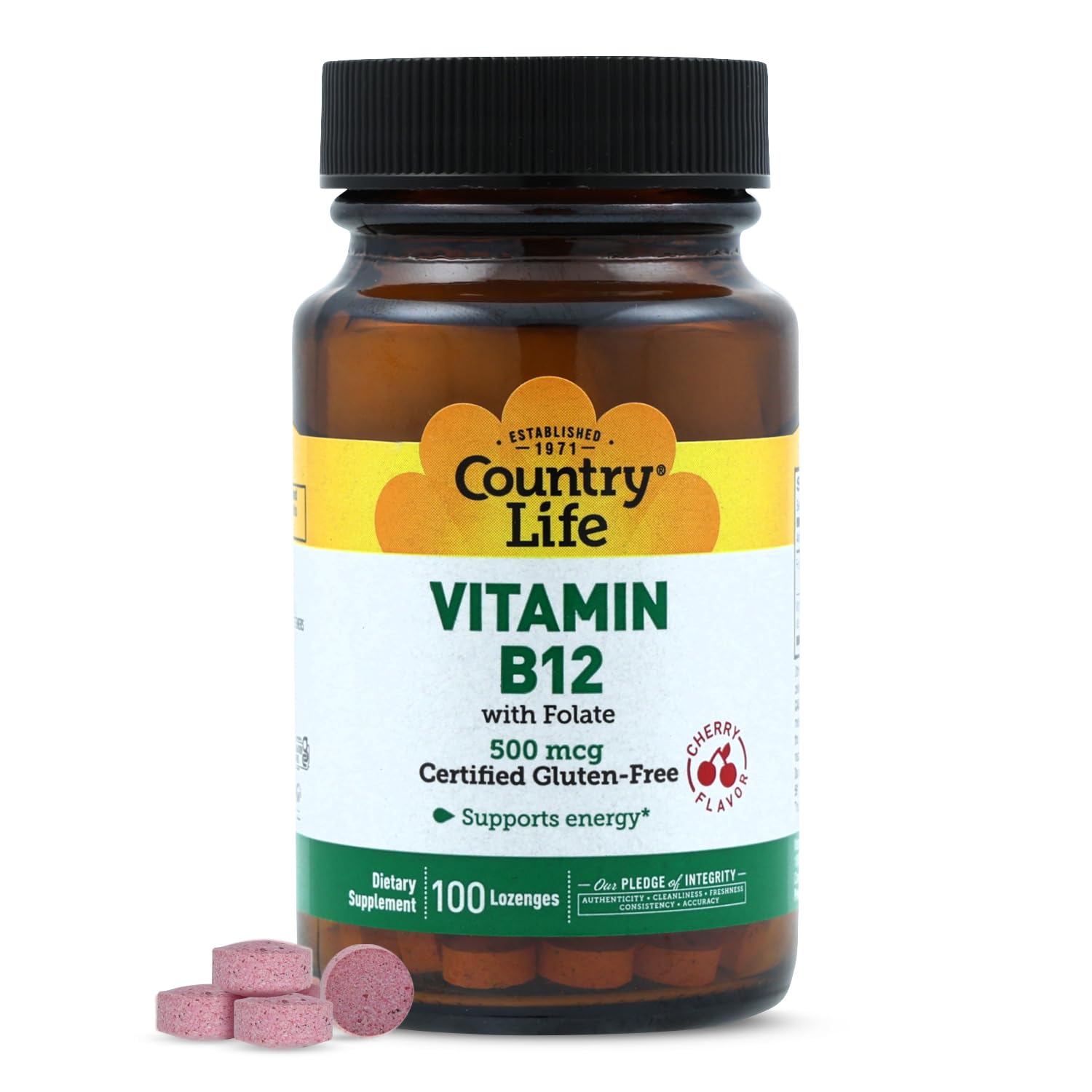 Country Life B12 con Folato gomitas, apoyo a la energía diaria.