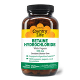 Country Life betaina hidroclorhidrica con pepsina frasco: apoyo digestivo suave al comer