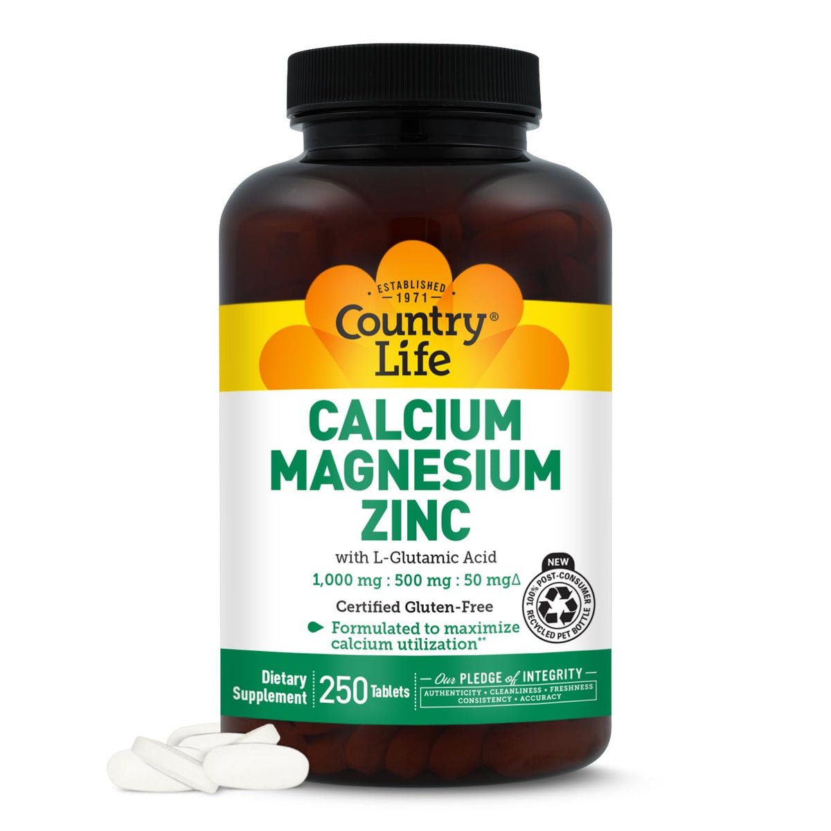 Country Life calcio-magnesio-zinc botella: soporte óseo diario