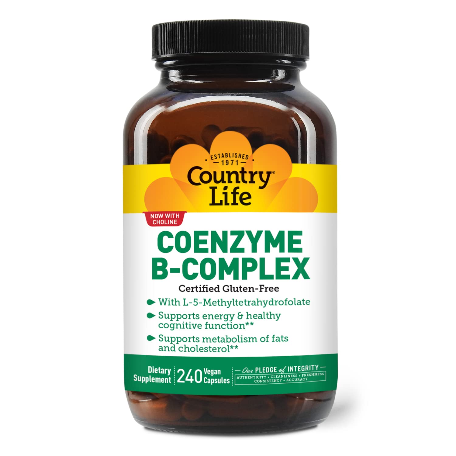Country Life Coenzyme B-Complex: cápsulas suaves para absorción eficiente y bienestar diario.