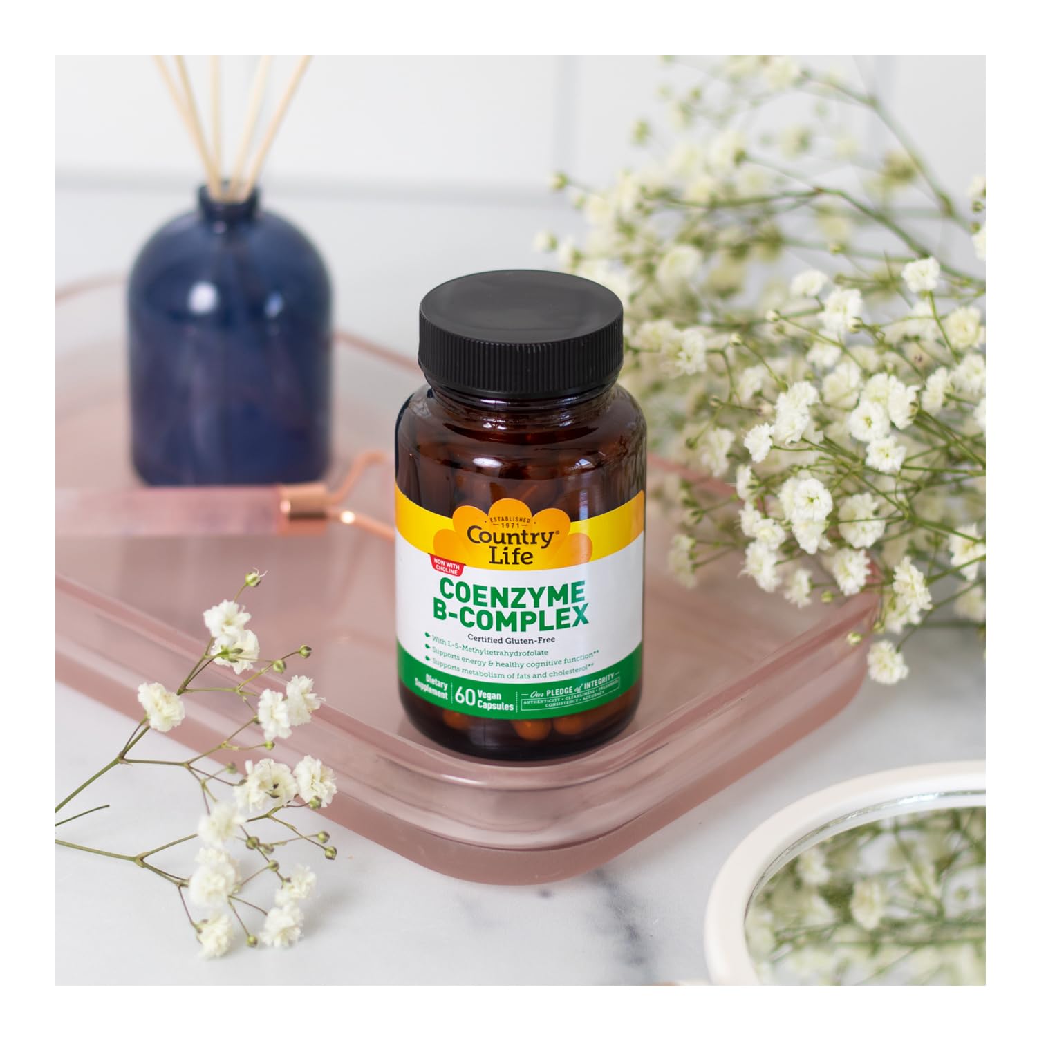 Country Life Coenzyme B-Complex etiqueta: transparencia en ingredientes y certificaciones veganas