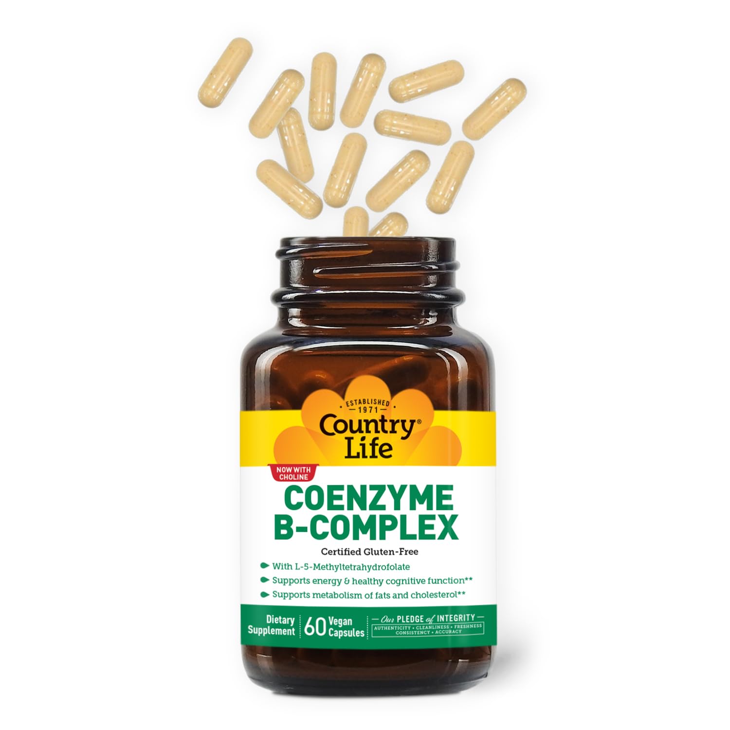 Country Life Coenzyme B-Complex mezcla de vitaminas B para soporte cognitivo