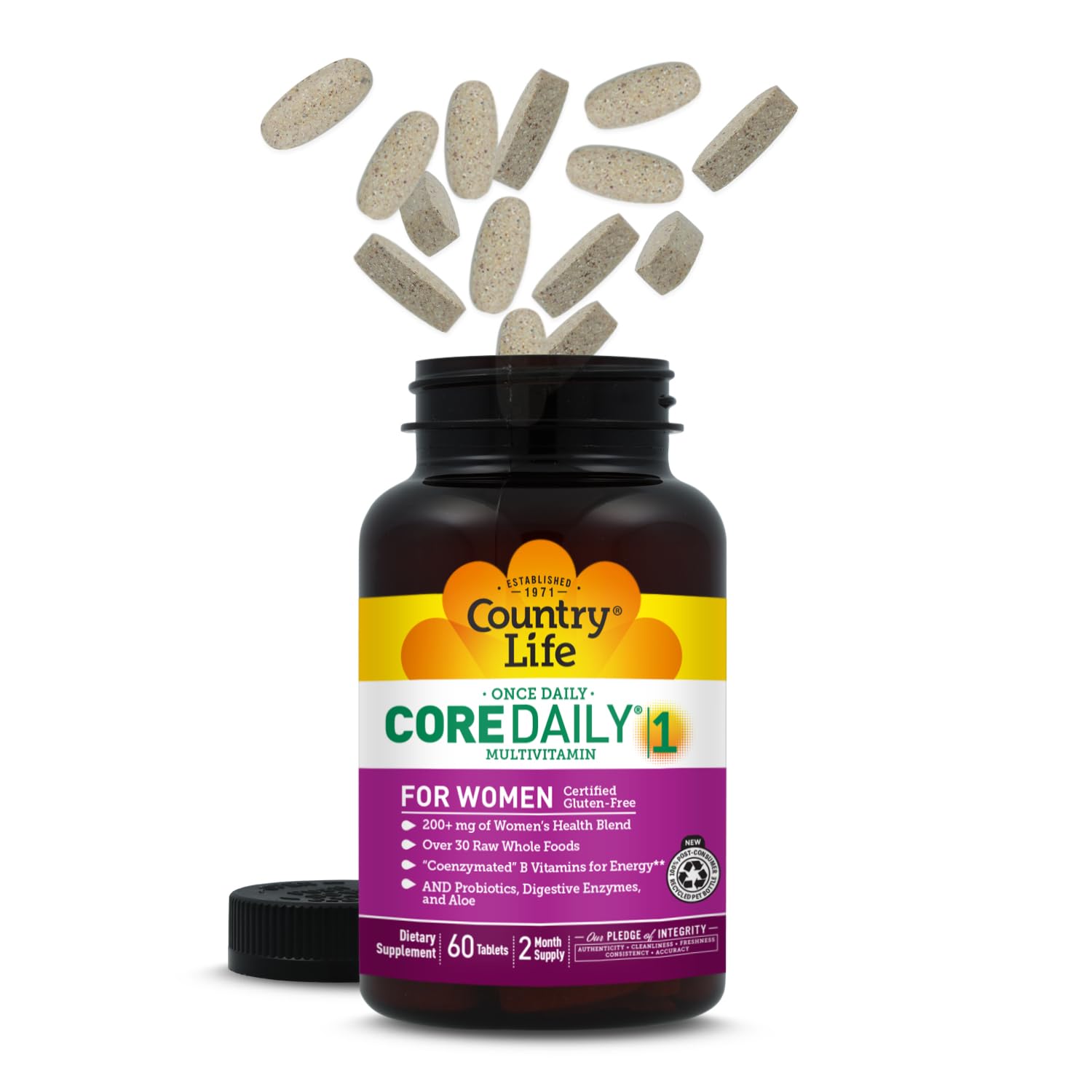 Country Life Core 1, probióticos y enzimas, favorece la digestión y absorción de nutrientes.