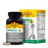 Country Life CORE DAILY-1 para hombres 50+ frente a la botella, apoyo a la vitalidad.
