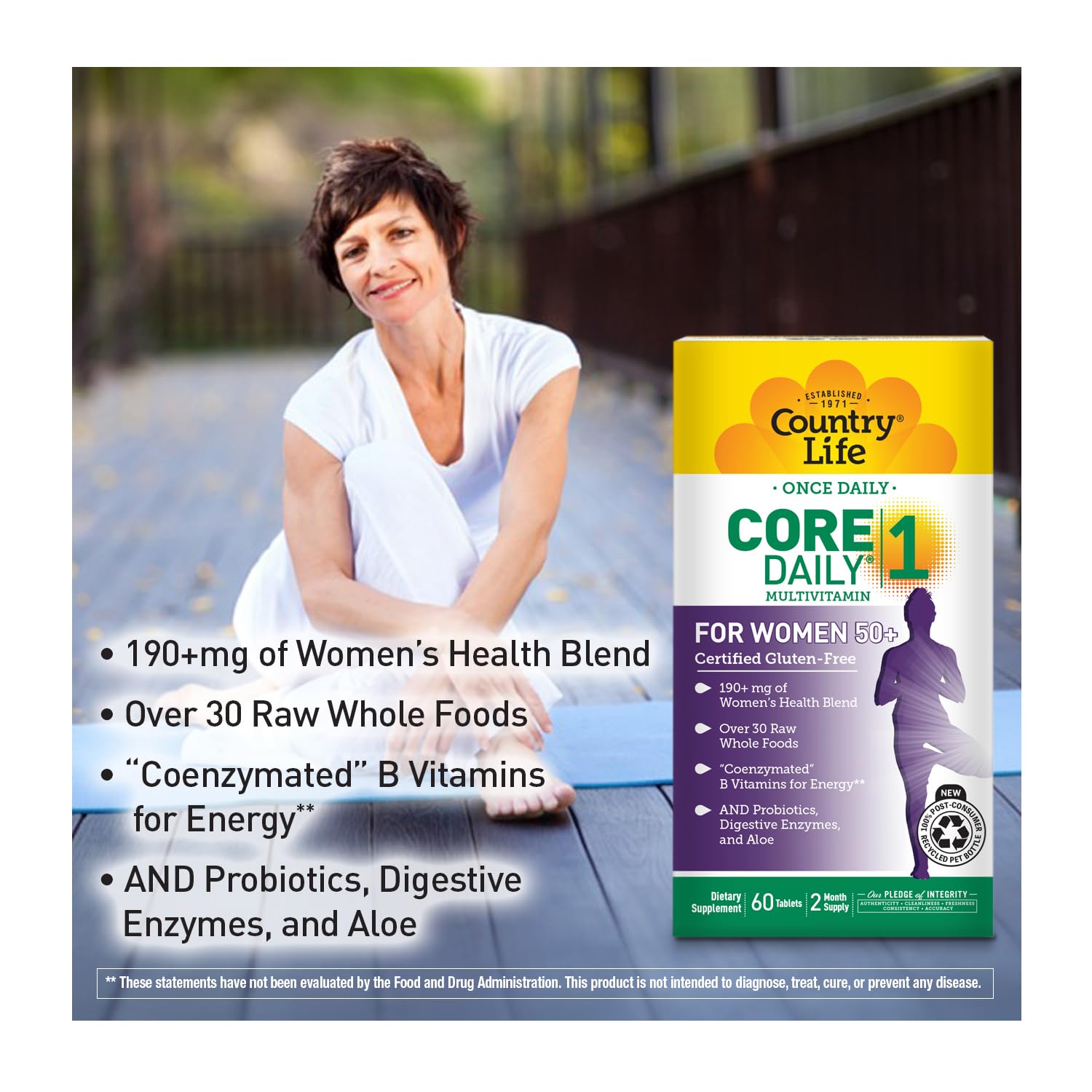 Country Life CORE Daily-1 cápsulas fáciles de tragar para energía diaria