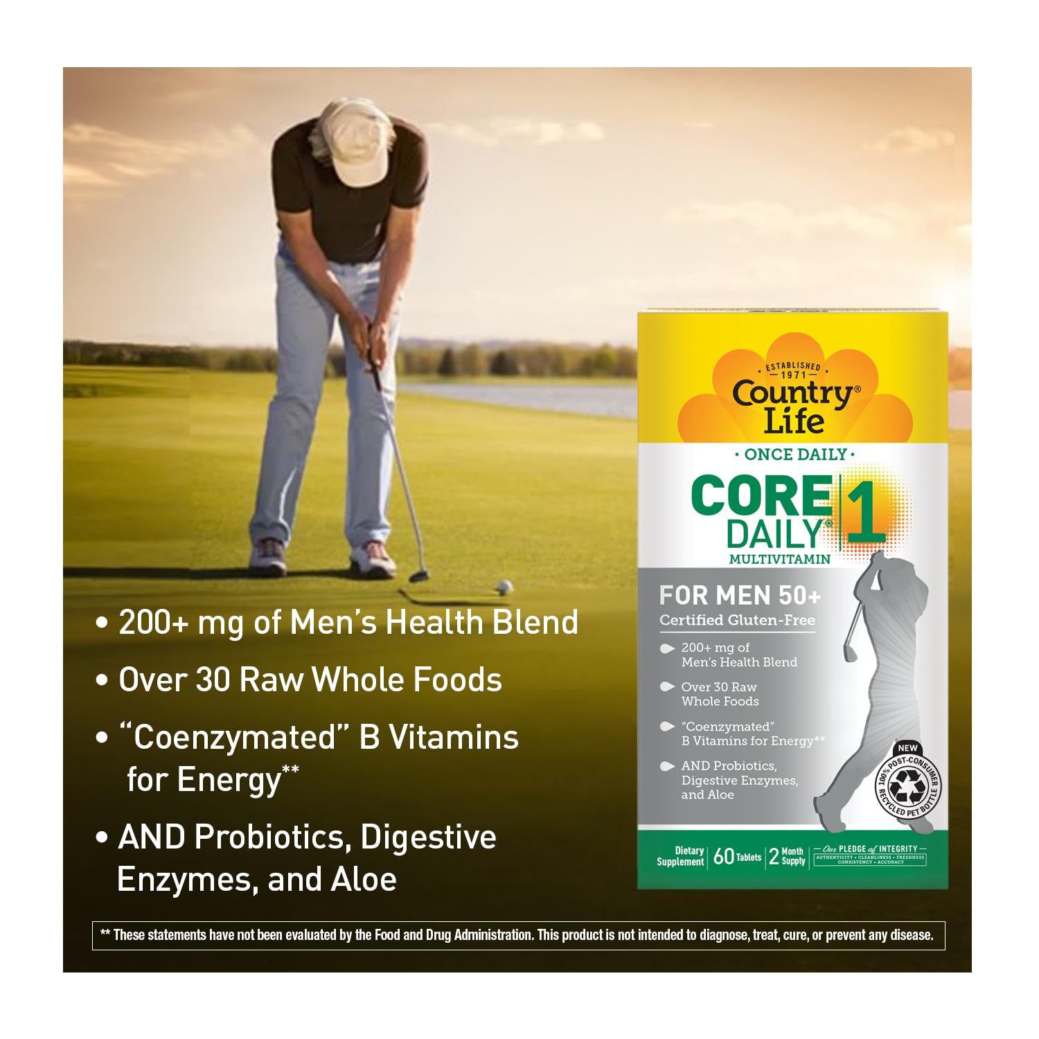Country Life CORE DAILY-1, probióticos y enzimas para una digestión cómoda.
