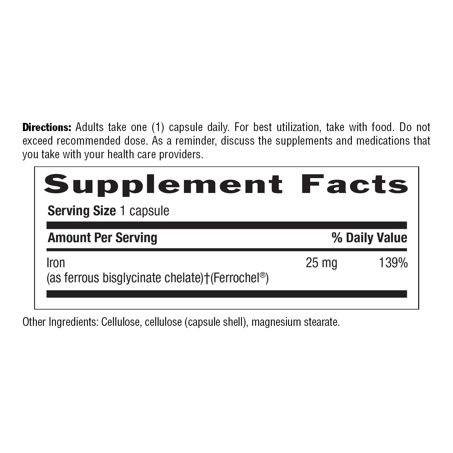 Empaque vegano de Easy Iron 25 mg, apto para dietas basadas en plantas.