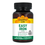 Envase frontal de Country Life Easy Iron 25 mg para una toma confiable.