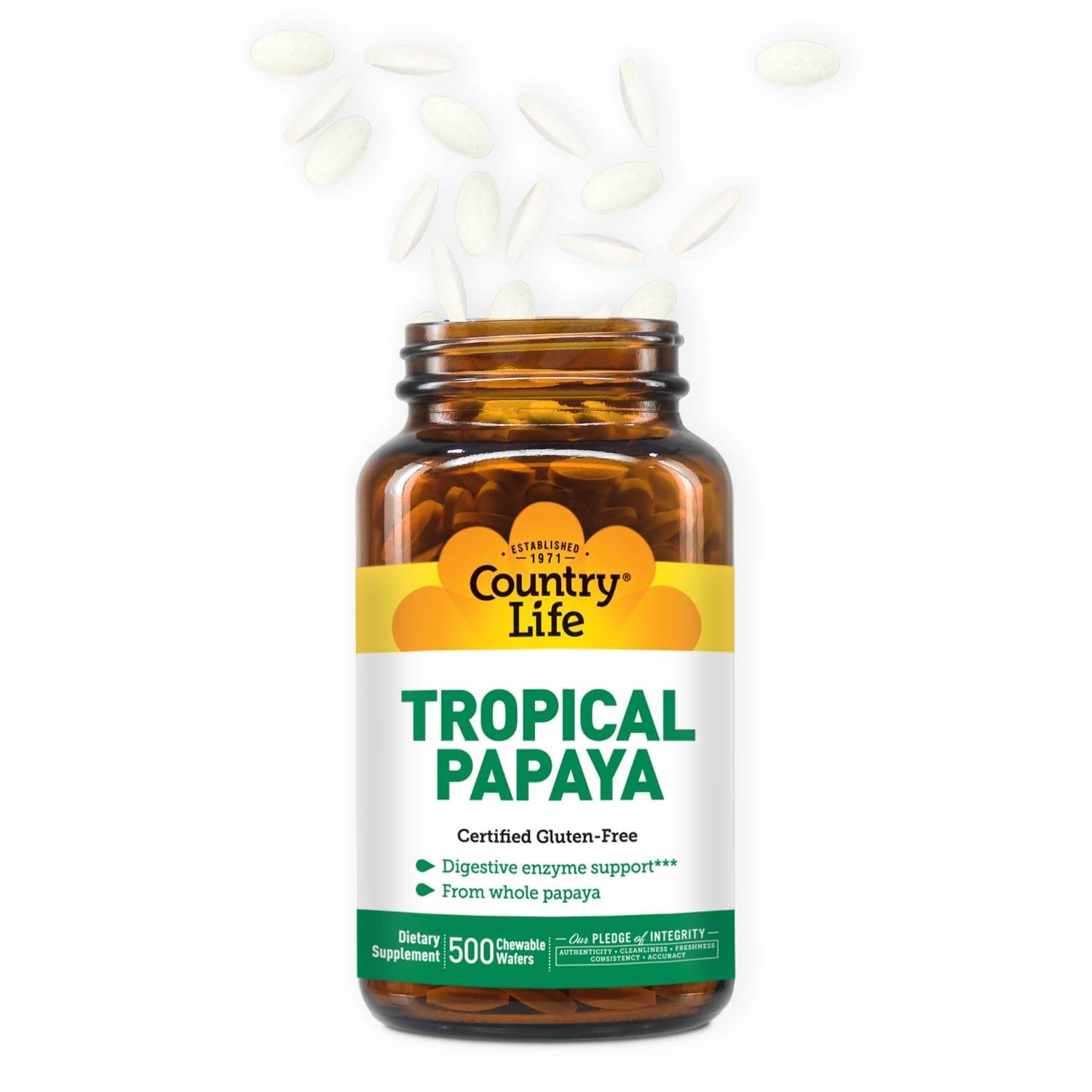 Enzimas naturales de papaya de Country Life para mejorar la absorción de nutrientes
