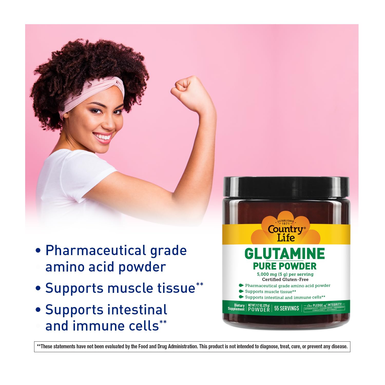 Cuchara medidora de Country Life Glutamine para dosis precisas