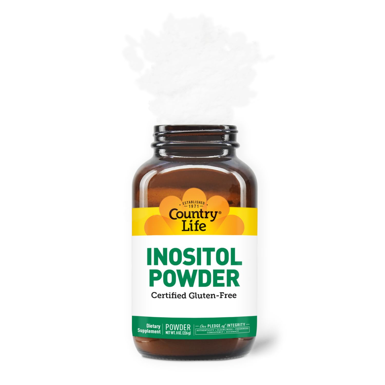 Country Life Inositol, certificado vegano para opciones sin productos animales.