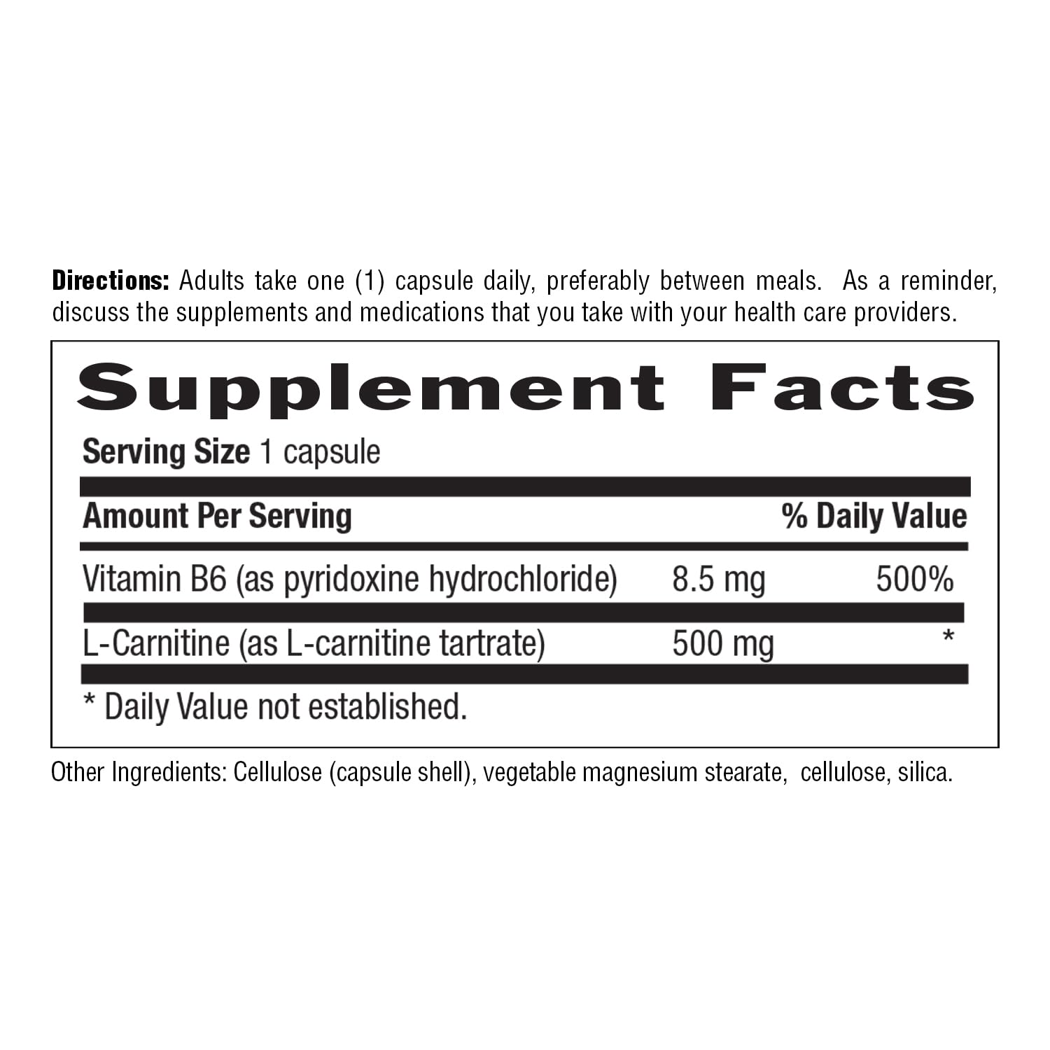 Envase Country Life L-Carnitina 500 mg sin gluten para dietas específicas.