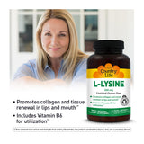 Etiqueta trasera de Country Life L-Lisina 500mg con B-6