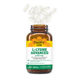 Country Life Lisina 1500mg: etiqueta clara para identificar dosis diaria.