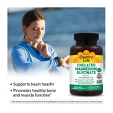 Country Life magnesio glicinato 400 mg, dosis diaria para energía sostenida.