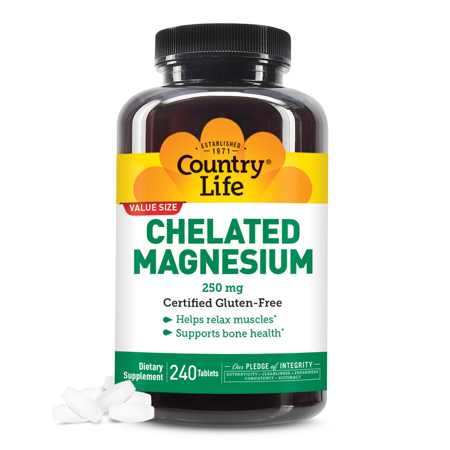 Country Life Magnesio Quelado 250 mg en caja para uso diario
