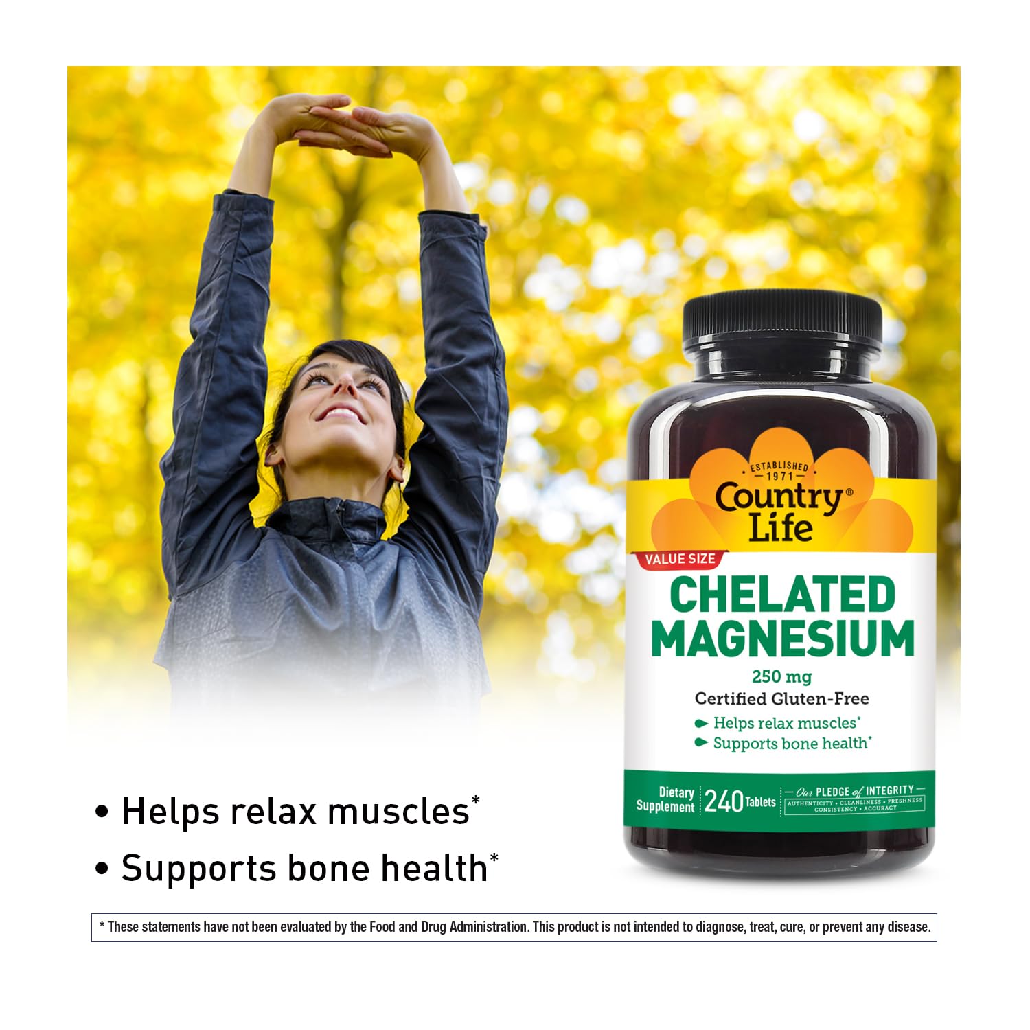 Etiqueta de Country Life Magnesio Quelado 250 mg