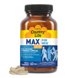 Country Life Max para Hombres, botella visible para dosis diarias simples.