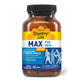 Country Life Max para Hombres, etiqueta nutricional para comparar nutrientes clave.