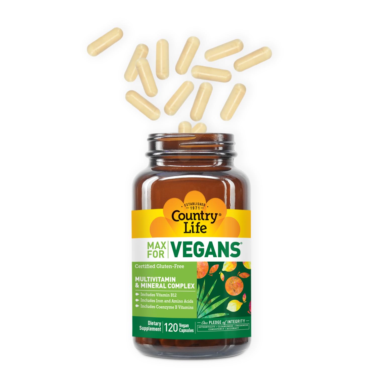 Country Life Max para Veganos: cápsulas lisas para consumo diario y absorción