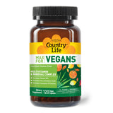 Country Life Max para Veganos: etiqueta frontal destaca vegano y sin gluten
