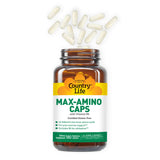 Country Life Maxi-Amino Caps etiqueta, información clara sobre aminoácidos.