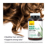 Fórmula vegetariana y sin gluten de Country Life Maxi-Hair Plus Biotin.