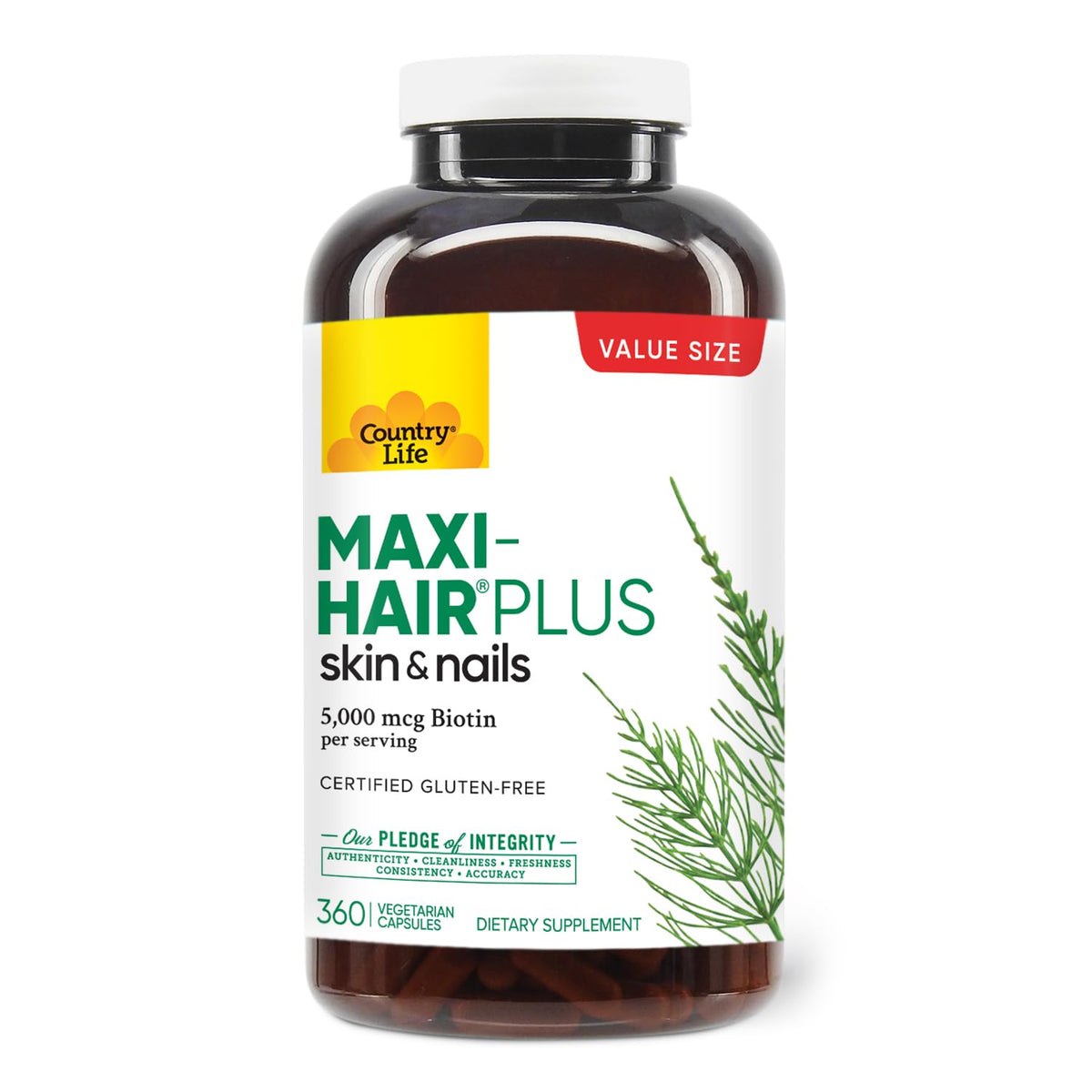 Country Life Maxi-Hair Plus botella con cápsulas para uso diario de belleza