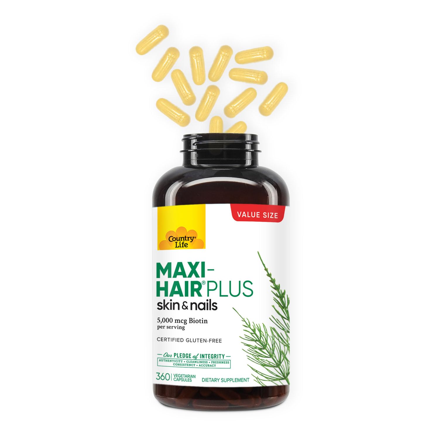 Etiqueta libre de gluten Country Life Maxi-Hair Plus