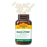 Country Life Maxi-Zyme cápsulas vegetales para soporte digestivo diario.