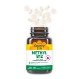 Country Life Methyl B12, pastillas frambuesa veganas para absorción rápida.