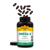 Country Life Omega-3, etiqueta GFCO certifica libre de gluten.