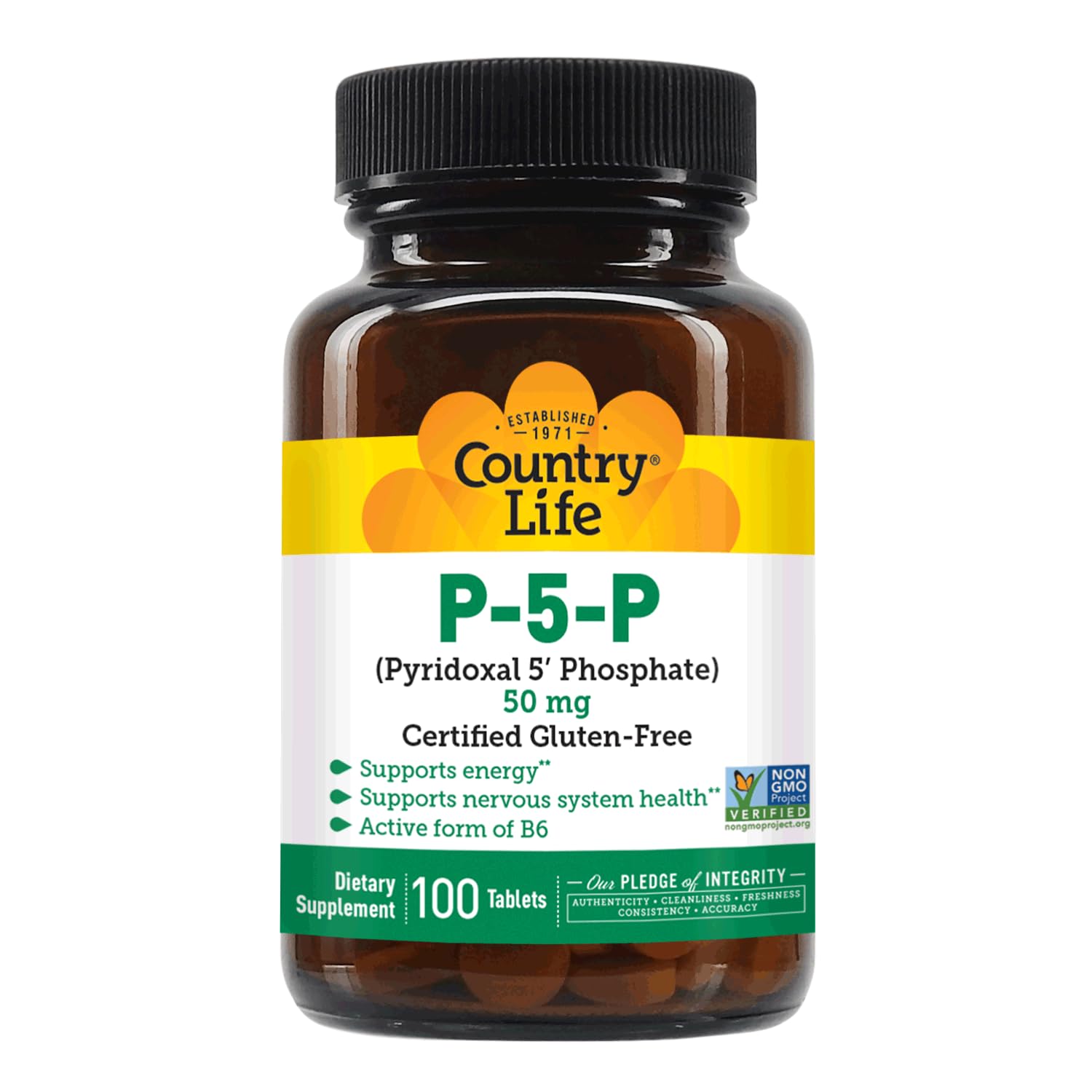 Country Life P-5-P Vitamina B6: envase principal visible para compras confiables.