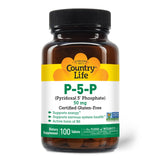 Country Life P-5-P Vitamina B6: etiqueta que resalta vegan y sin gluten.