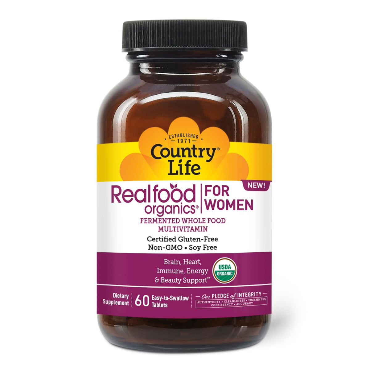 Country Life Realfood Organics multivitamínico femenino, cápsula para energía diaria